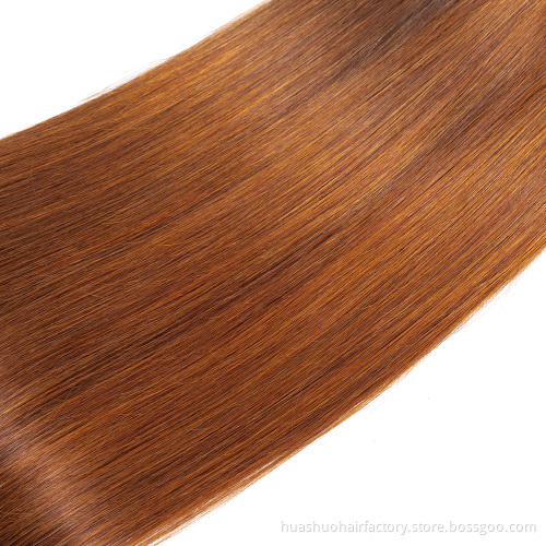 Factory Wholesale Natural Black 1B 30 Straight Hair Two Tone Ombre Colored Brazilian Remy Hair Weaves